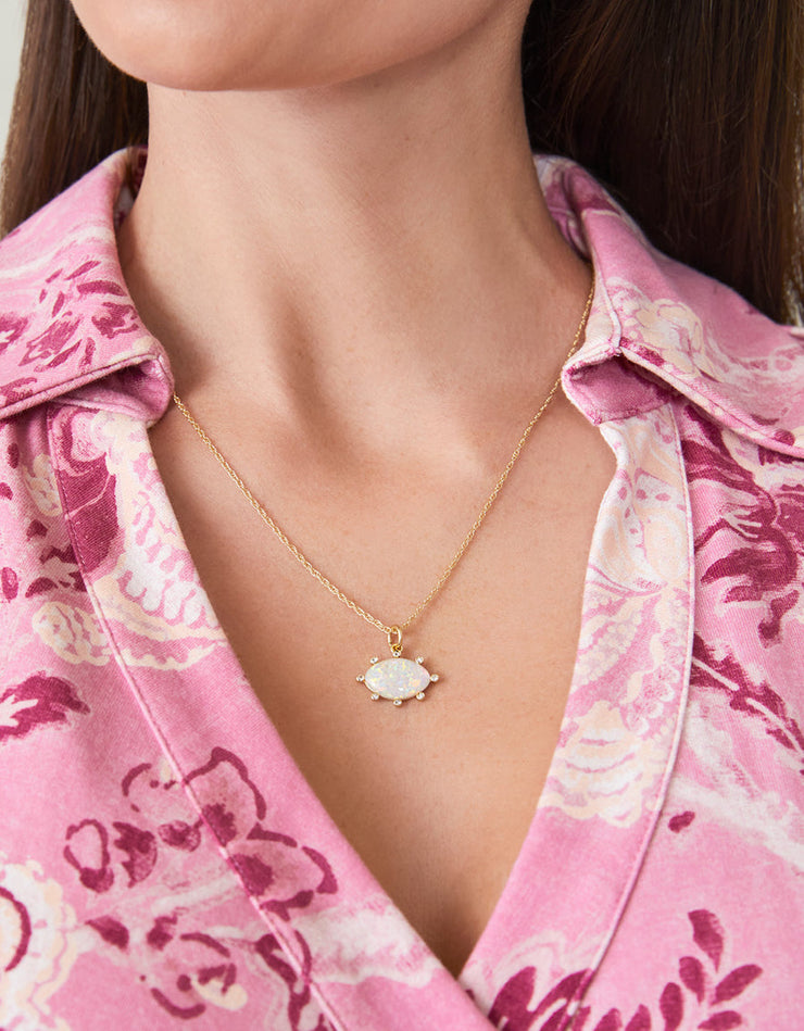 Opaline Necklace in White Crystal