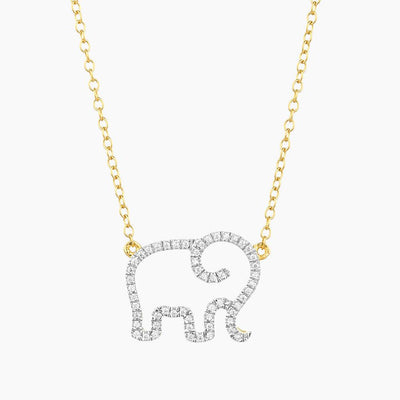 Elephant Mom Pave Diamond Necklace