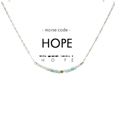 Dainty Stone Morse Code Necklace - Hope