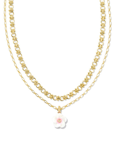 Kendra Scott Delilah Multi Strand Necklace - Pink Iridescent Mix