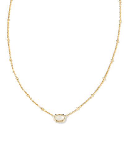 Kendra Scott Mini Elisa Gold Satellite Short Pendant Necklace in Ivory Mother of Pearl