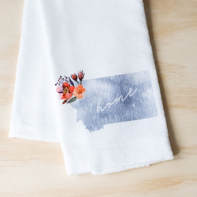Floral Watercolor CT State Tea Towel
