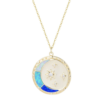 Opal Moon Dream Medallion Necklace