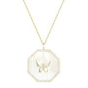 Octagon Butterfly Medallion Necklace