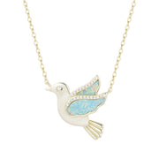 Opal Dove Bird Necklace