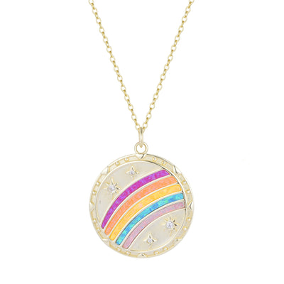 Opal Rainbow Hope Medallion Necklace