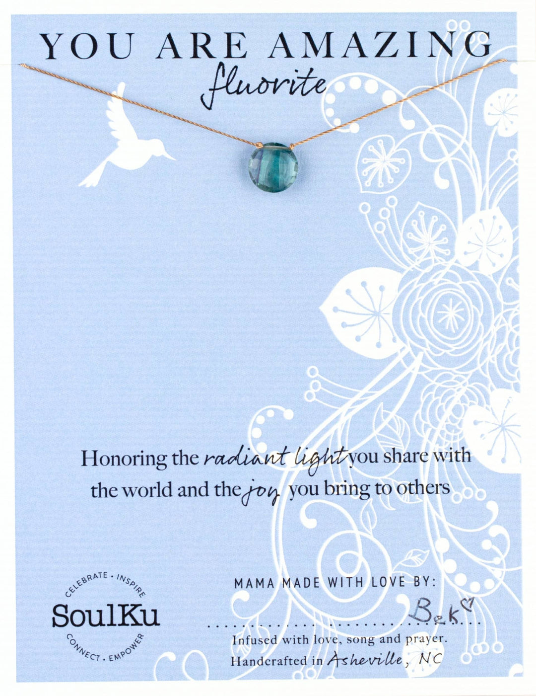 Fluorite Gemstone Necklace - You Are Amazing