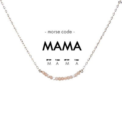 Dainty Stone Morse Code Necklace - Mama