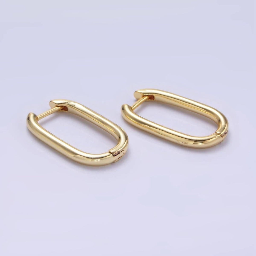 Gold 20mm Minimalist Oblong Hoop Earrings