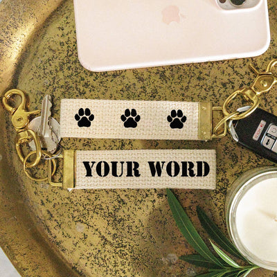 Dog Mom 3 Paw Print Keychain
