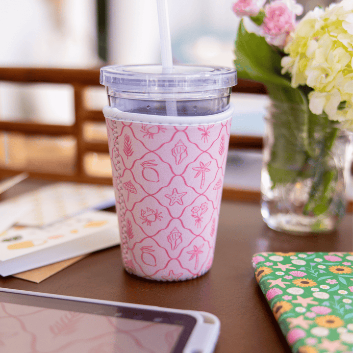 Pink Palm Summer Reusable Coffee Sleeve