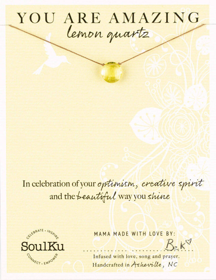 Lemon Quartz Gemstone Necklace - You Are Amazing