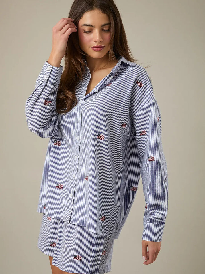 Americana Flag Button Down Top