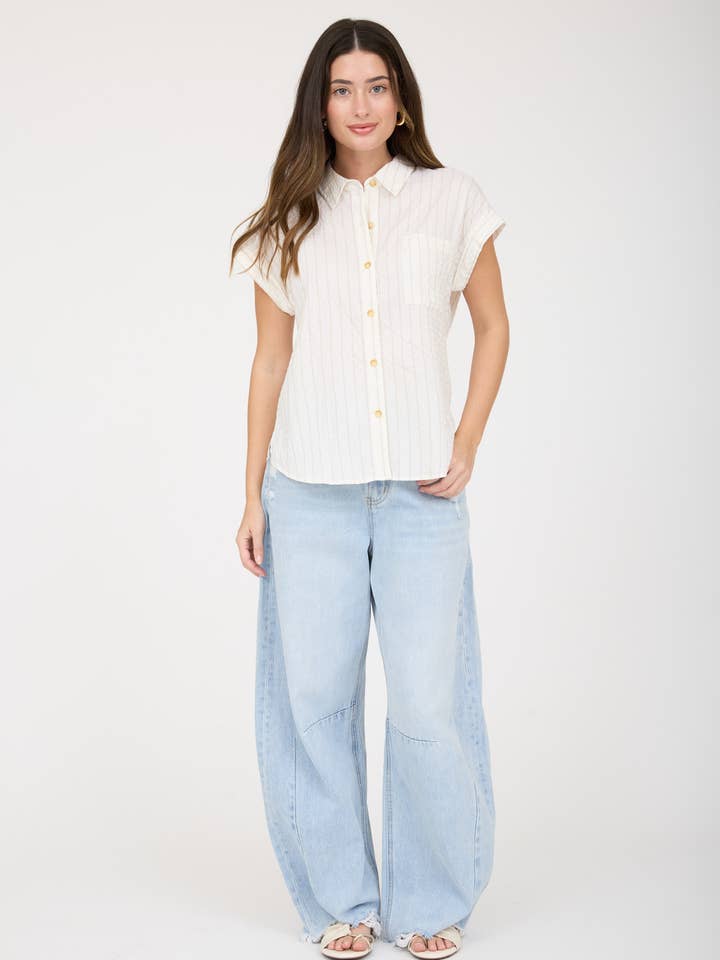 Breezy Stripe Button Down Shirt