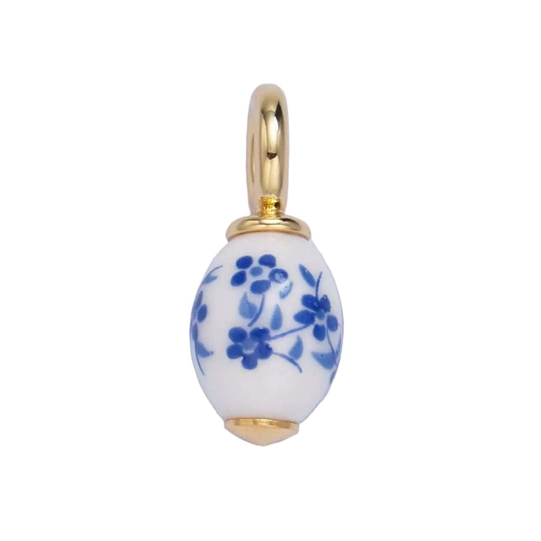 Blue Floral Bead Charm