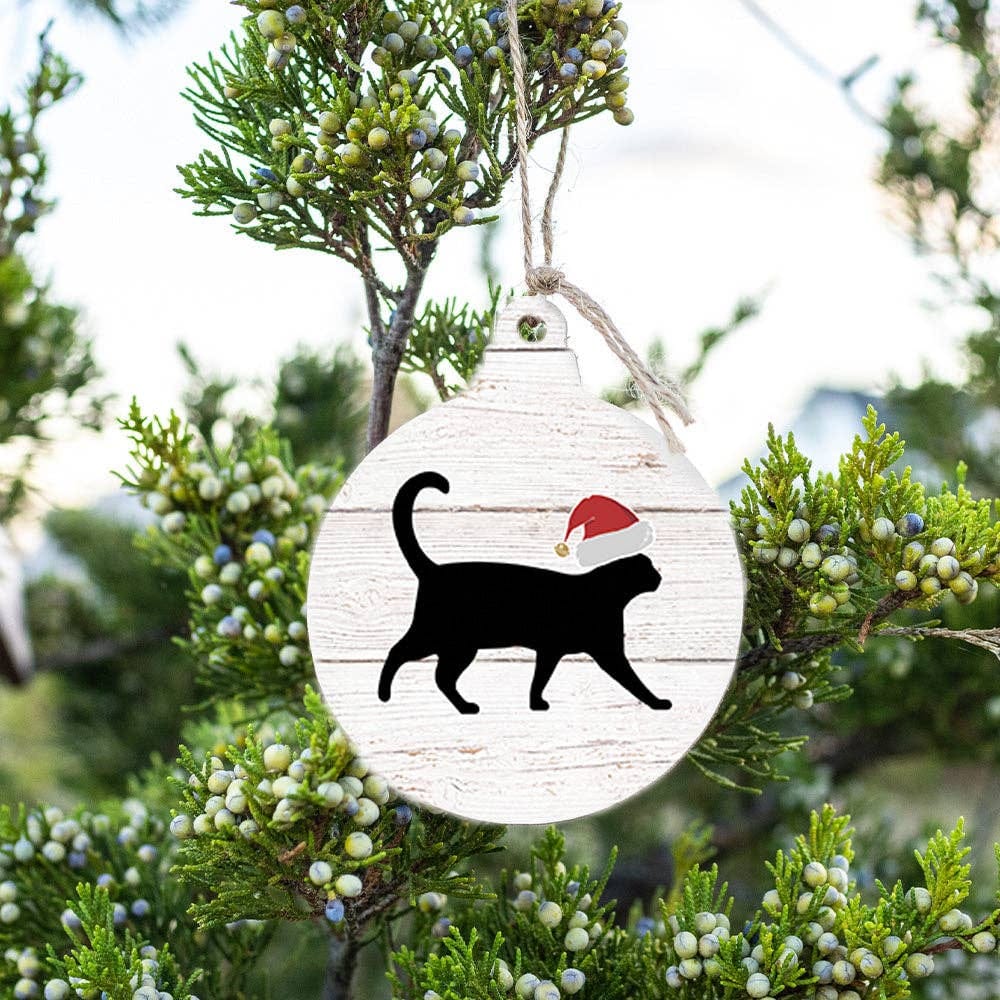 Santa Cat Wood Bulb Ornament Santa Cat Wood Bulb Ornament Ornaments