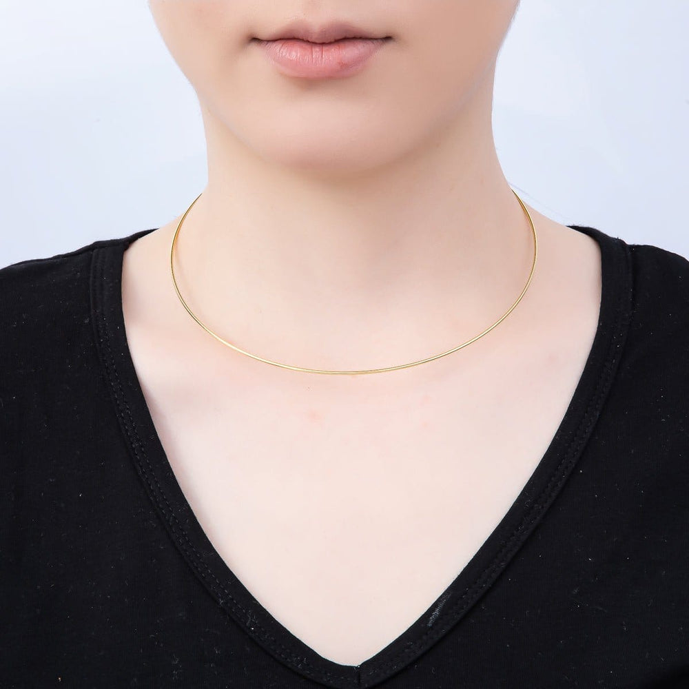 18kt Gold Plated 1.2mm Floating Collar Necklace - Pendant Bar Base 18K Gold 1.2mm Floating Collar Necklace | Pendant Base Necklace