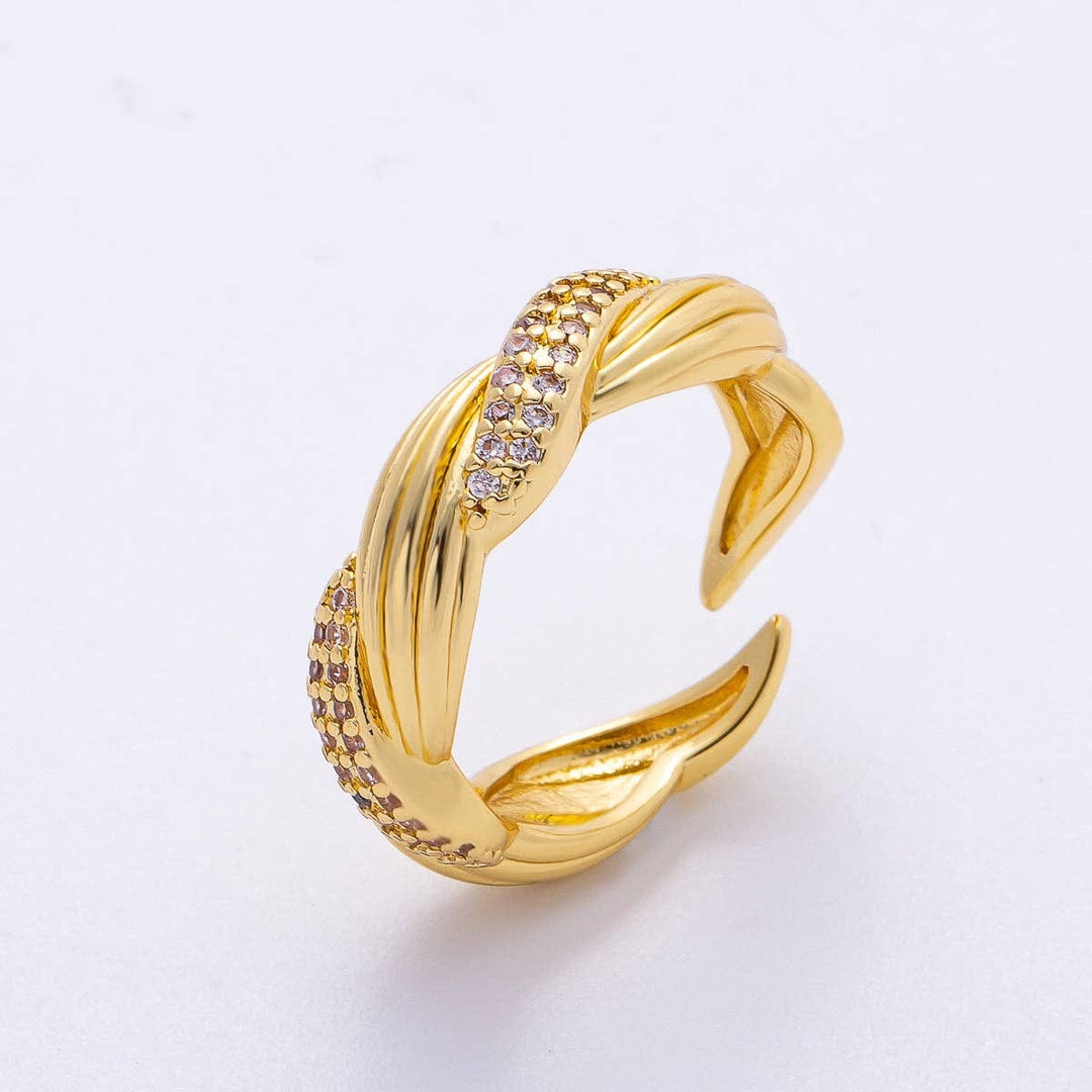 Pave Rope Adjustable Ring