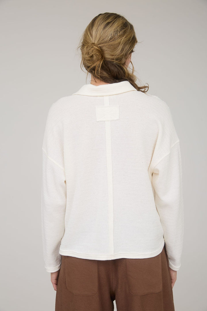 Easy Days Textured Knit Ivory Polo