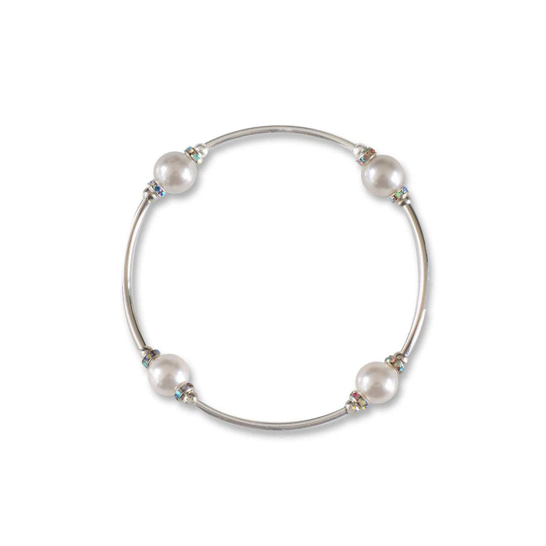 Blessing Crystal Pearl 8mm Silver Bracelet