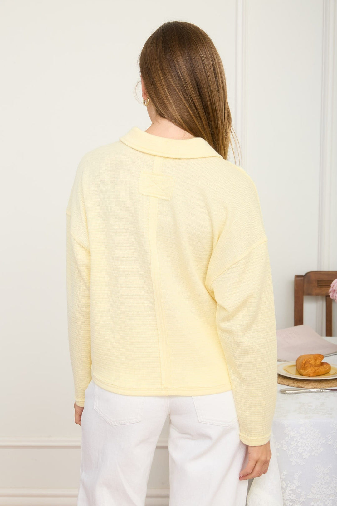 Easy Days Textured Knit Butter Yellow Polo