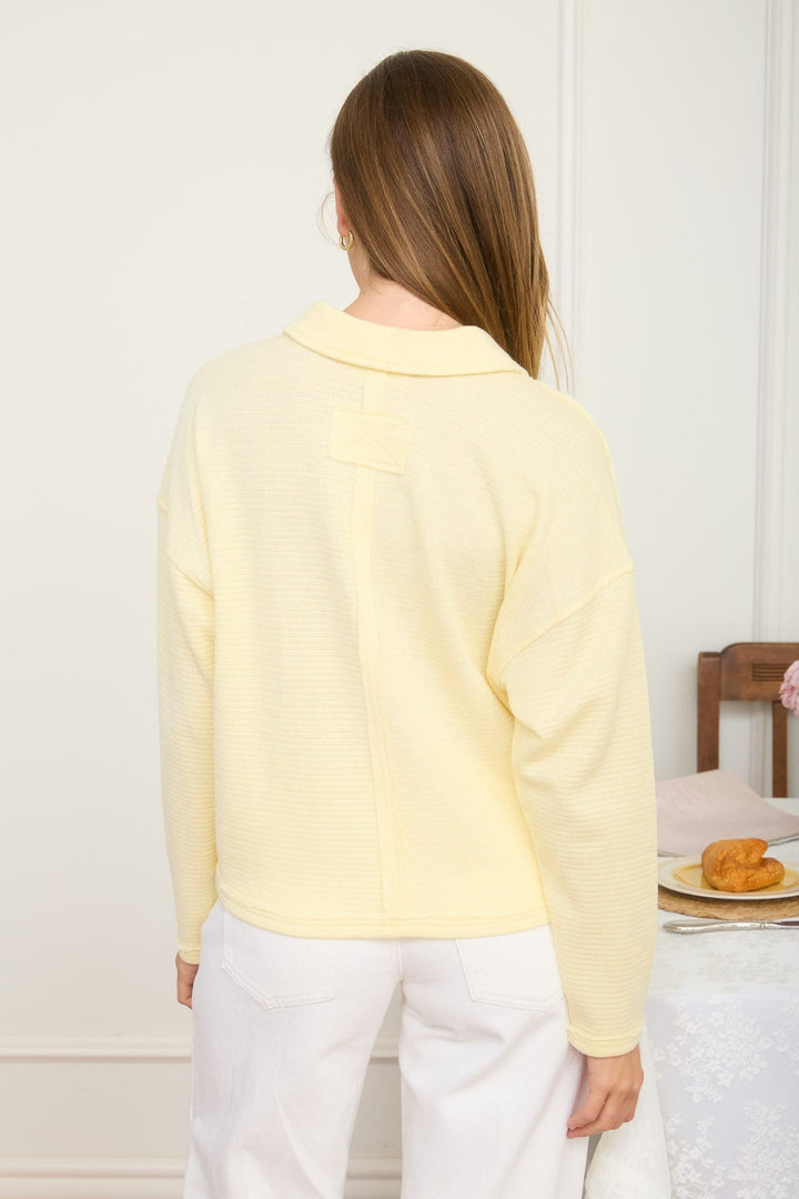 Easy Days Textured Knit Butter Yellow Polo