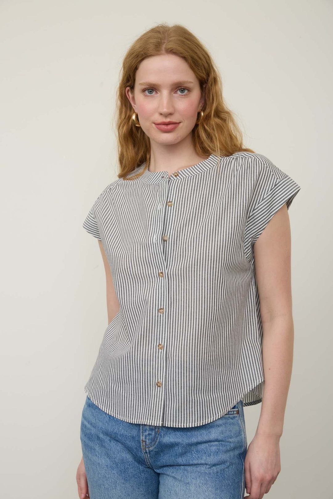 Sabrina Stripe Cuffed Sleeve Top