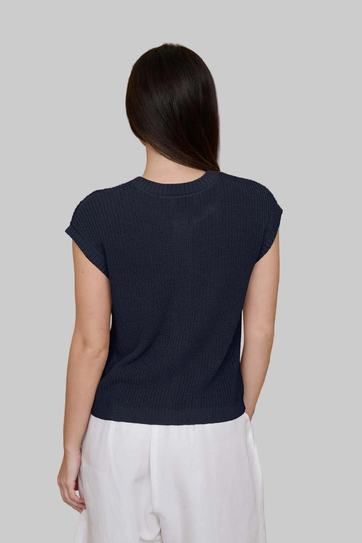 Navy Harbor Knit Top