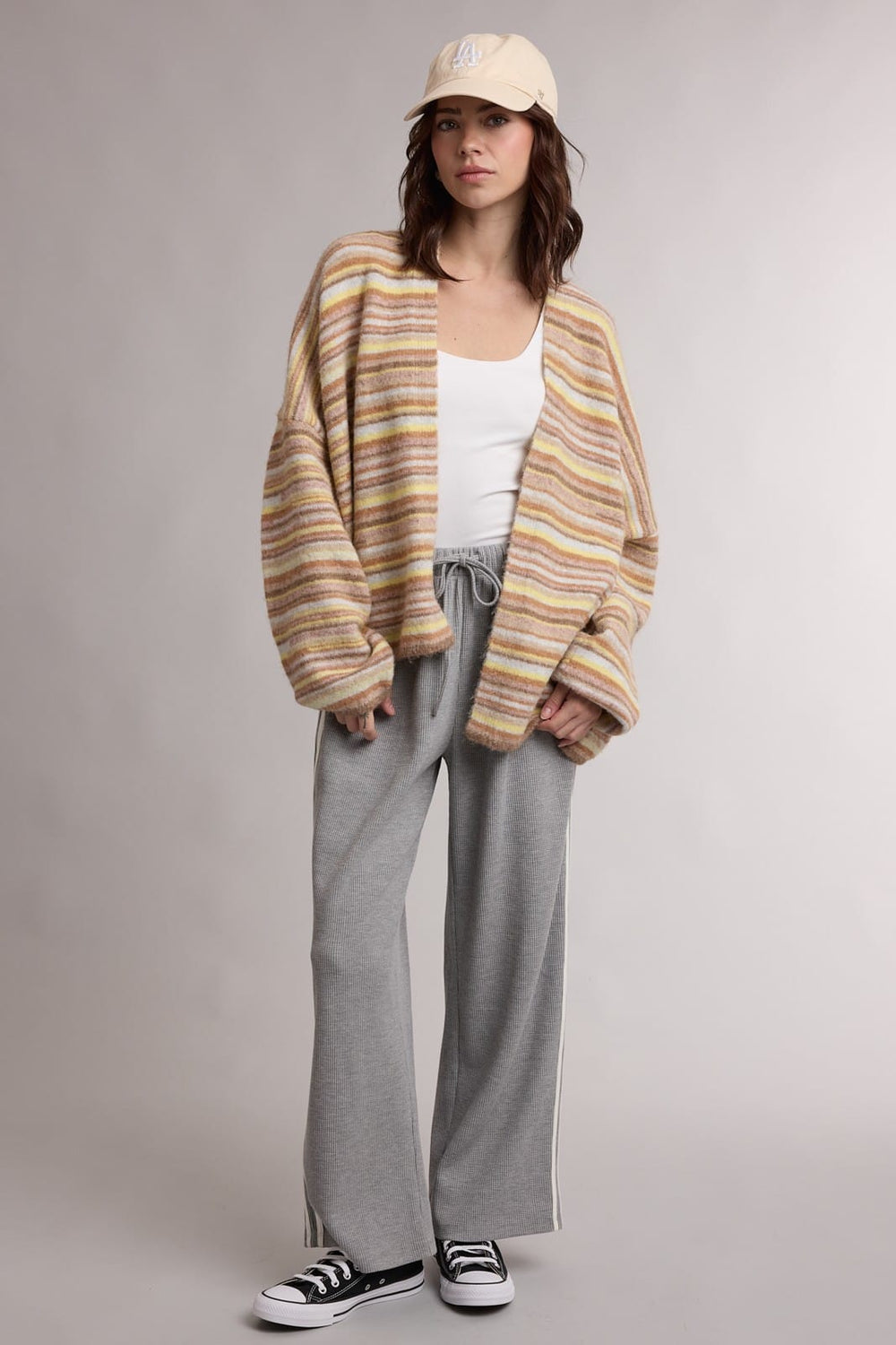 Chasing Fall Striped Cardigan Chasing Fall Striped Open-Front Cardigan | Camel Stripe Tops