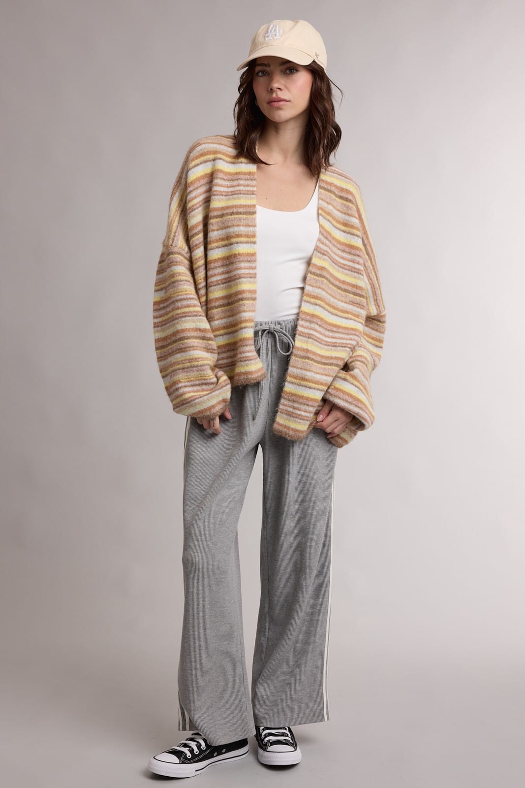 Chasing Fall Striped Cardigan Chasing Fall Striped Open-Front Cardigan | Camel Stripe Tops