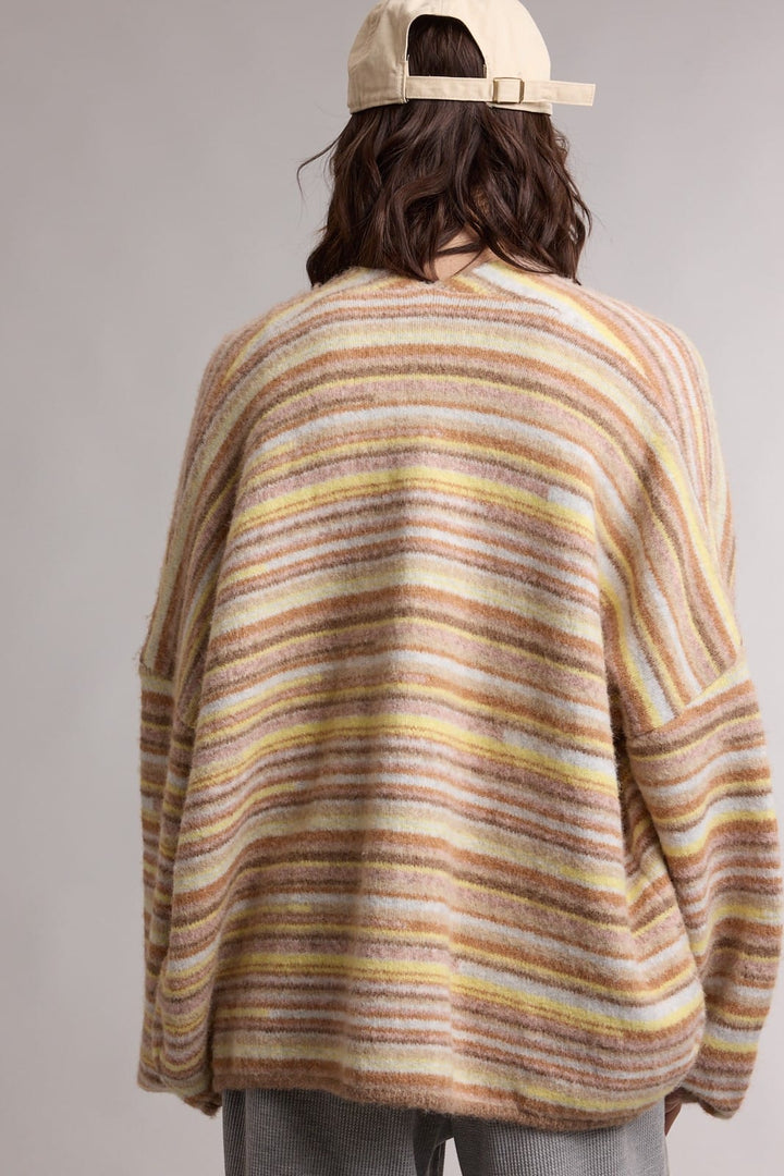 Chasing Fall Striped Cardigan Chasing Fall Striped Open-Front Cardigan | Camel Stripe Tops