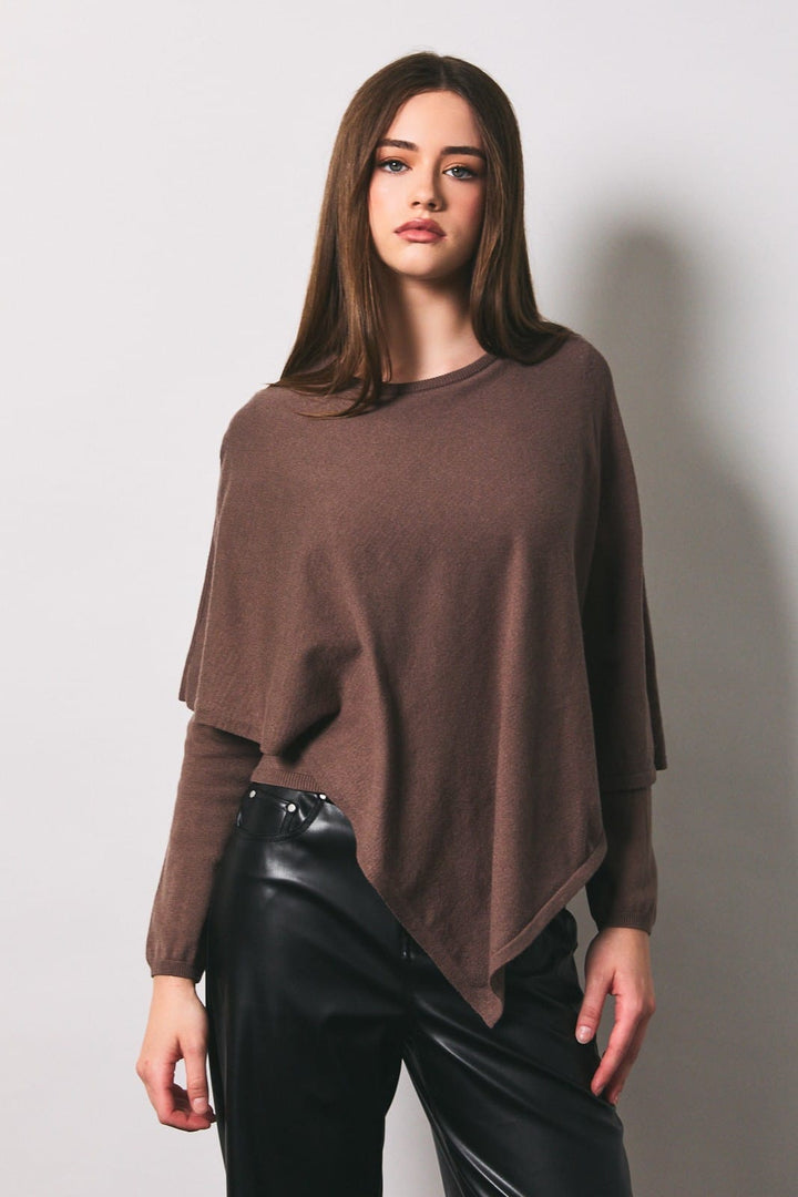 All Wrapped Up Chocolate Cape Sweater All Wrapped Up Chocolate Cape Sweater | Knit Cape Top Tops