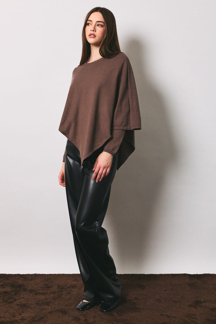 All Wrapped Up Chocolate Cape Sweater All Wrapped Up Chocolate Cape Sweater | Knit Cape Top Tops