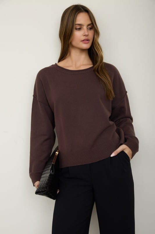Haven Boat Neck Raw Edge Knit Sweater