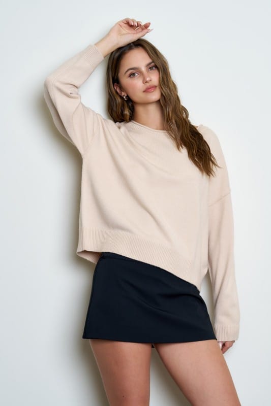 Haven Boat Neck Raw Edge Knit Sweater
