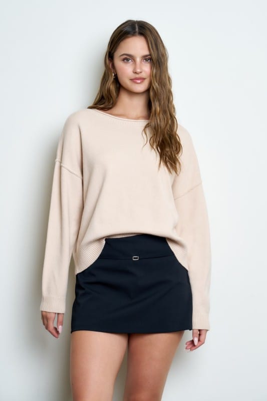 Haven Boat Neck Raw Edge Knit Sweater