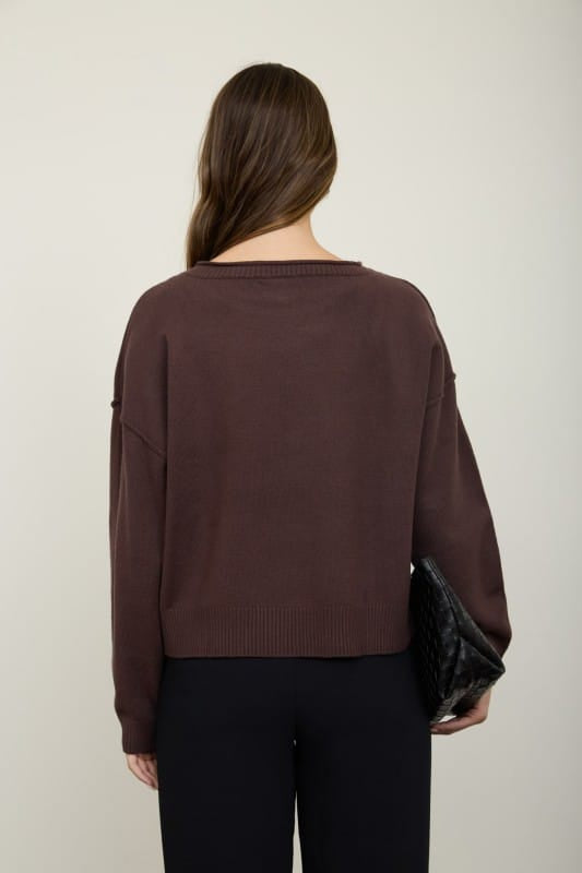 Haven Boat Neck Raw Edge Knit Sweater