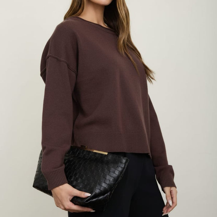 Haven Boat Neck Raw Edge Knit Sweater