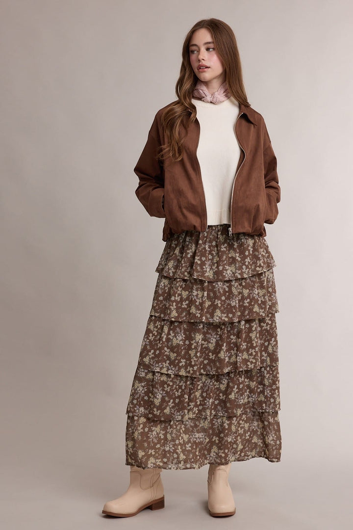 Jenna Chocolate Brown Sueded Bubble Hem Jacket Jenna Chocolate Brown Sueded Bubble Hem Jacket Tops