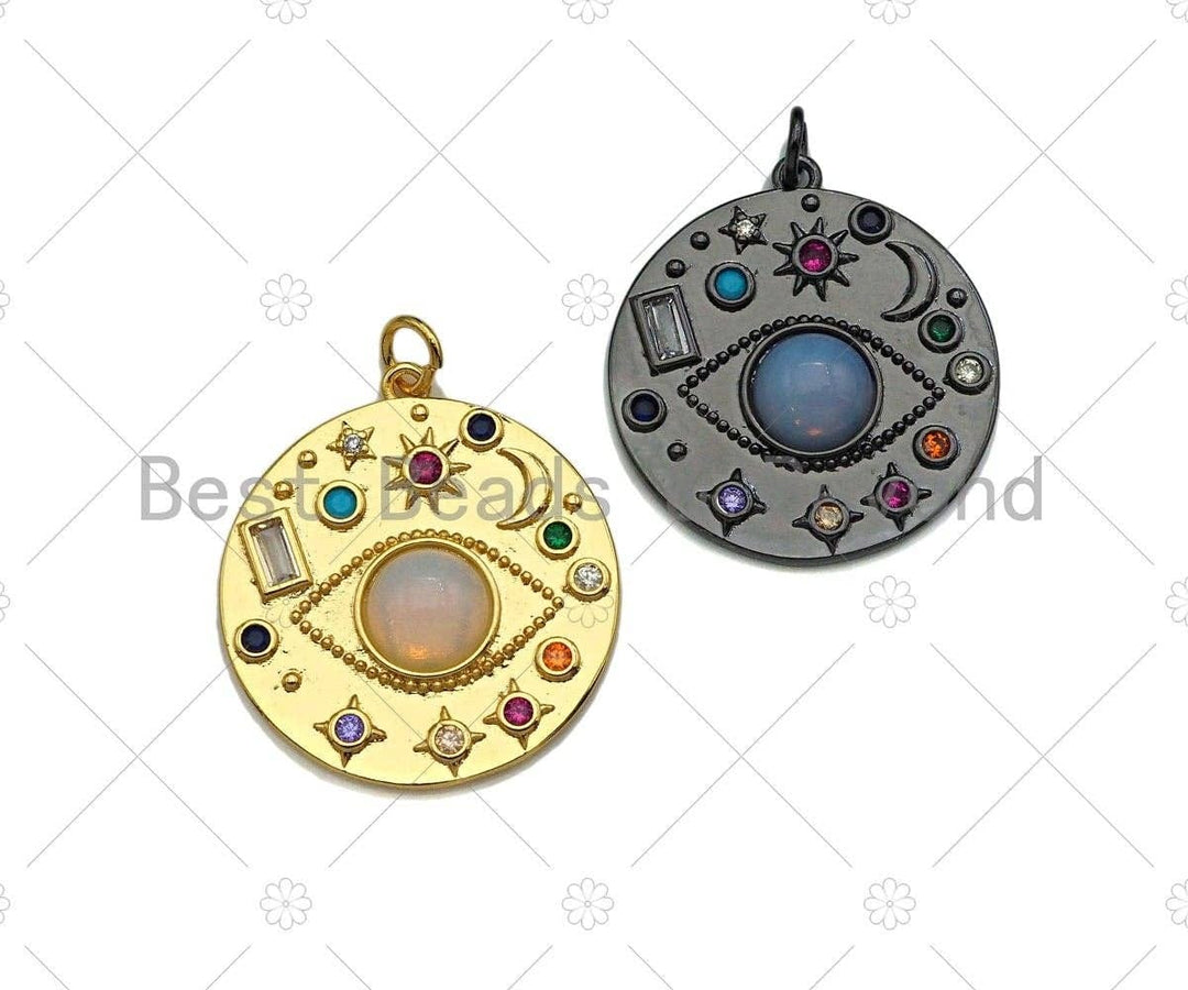 White Opal Evil Eye Coin Pendant White Opal Evil Eye Coin Pendant