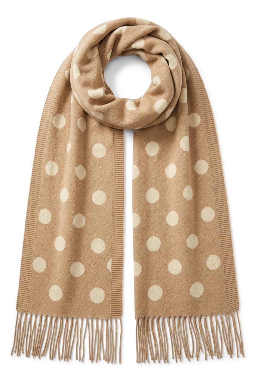Polka Dot Fringe Scarf Women&