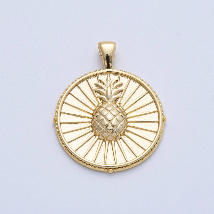 Pineapple Gold Coin Pendant 18kt Gold-Plated Pineapple Statement Pendant | The Red Owl Pendant Bar