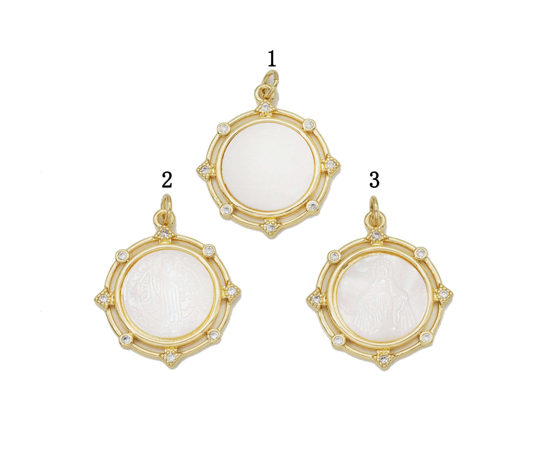 Mother of Pearl Coin Pendant