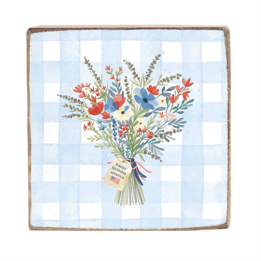 America 250 Flowers Block Sign