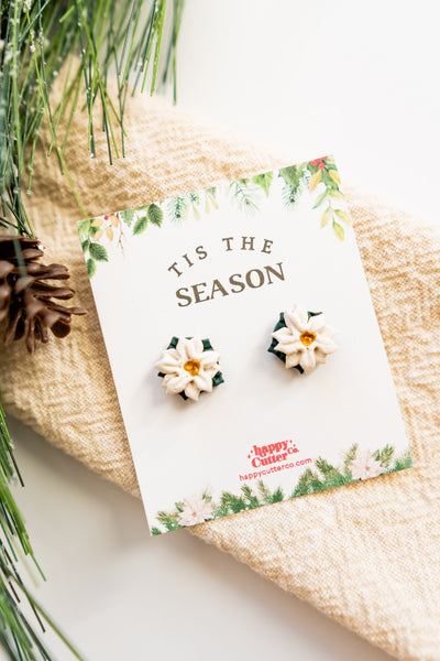 Handcrafted Clay Poinsettia Studs