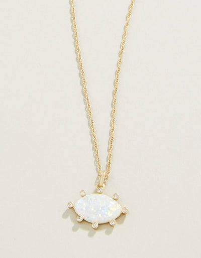 Opaline Necklace in White Crystal