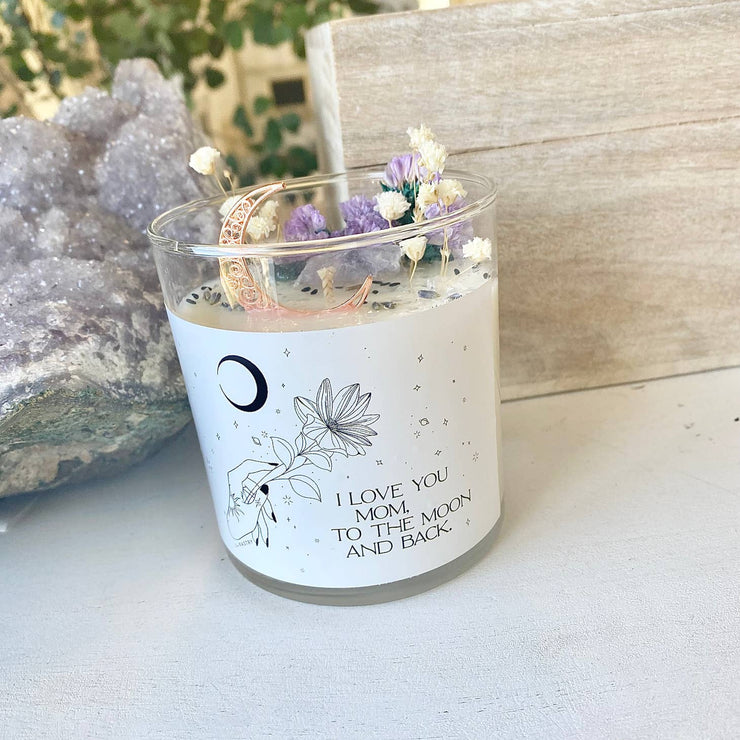 I Love You Mom to the Moon Candle