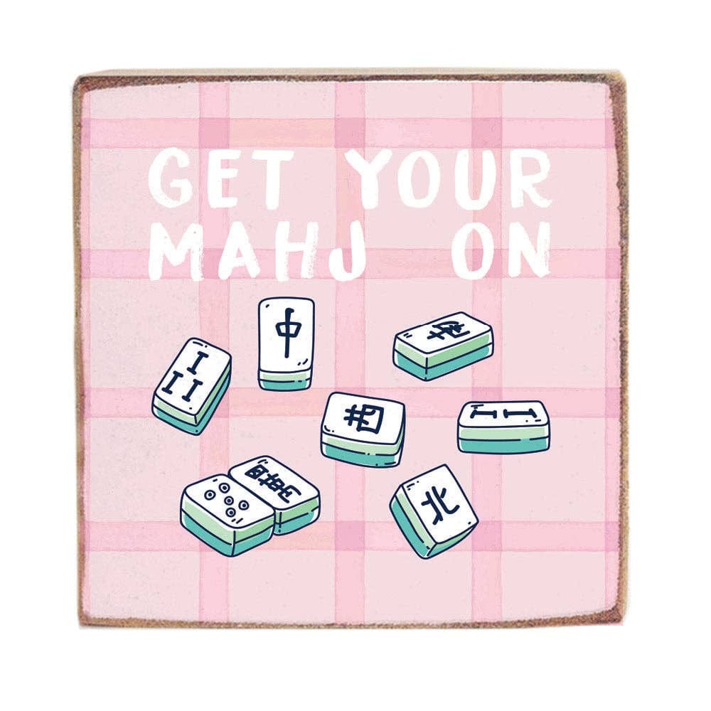 Get Your Mahj On Block Sign | Mahjong Decor | Shelf Decor Get Your Mahj On Block Sign | Mahjong Decor | Shelf Decor