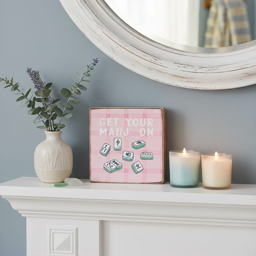 Get Your Mahj On Block Sign | Mahjong Decor Mahjong Wood Block Sign | Get Your Mahj On | The Red Owl