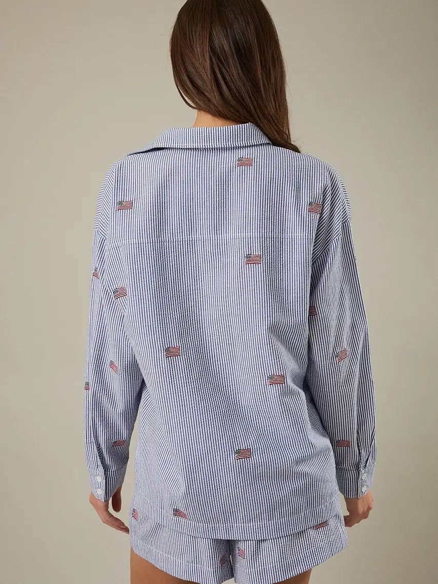 Americana Flag Button Down Top